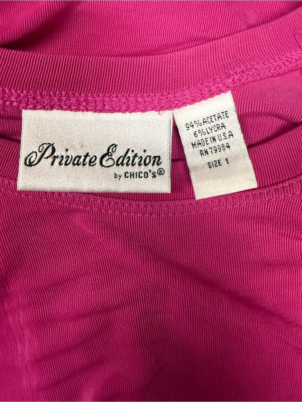 Chico's Short Sleeve Crew Neck Top - Bright Pink - Picture 6 of 6